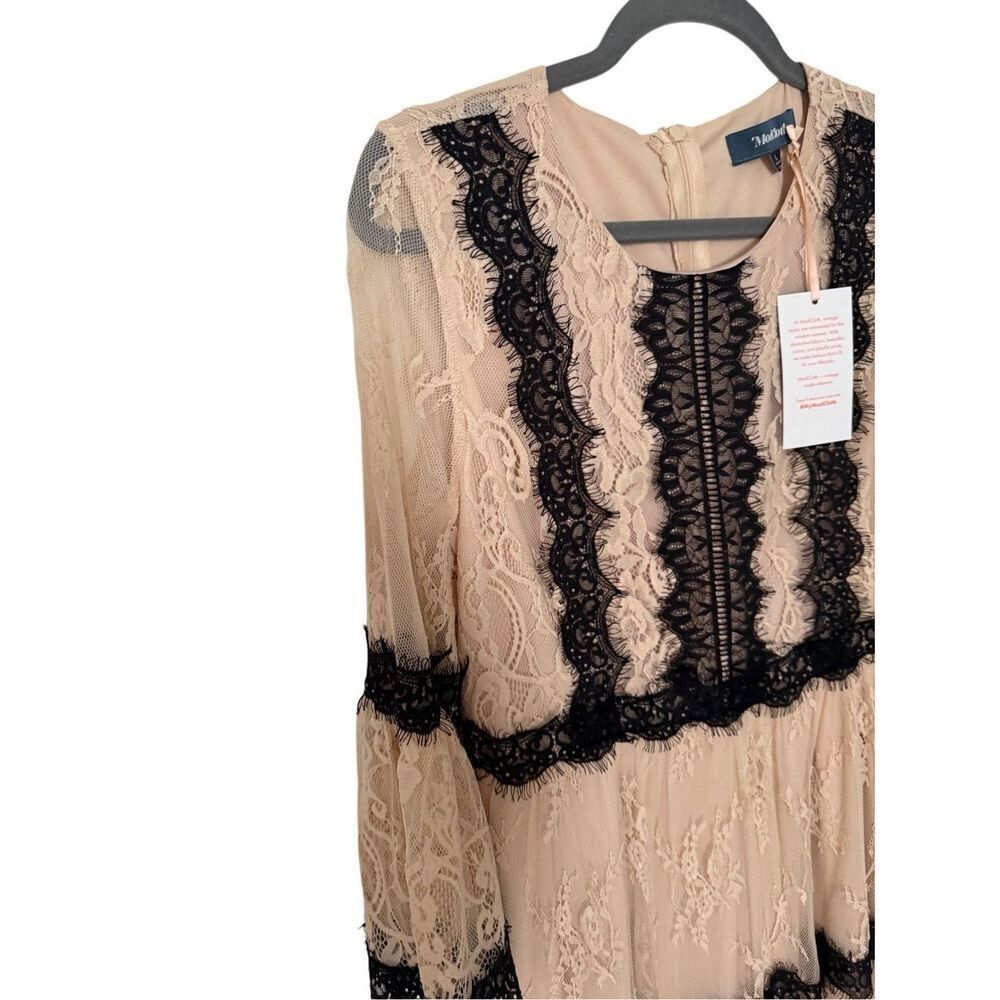 NWT Modcloth Womens Cream Black Aisle Be Seeing You Lace Midi Dress Size Large - Picture 2 of 15